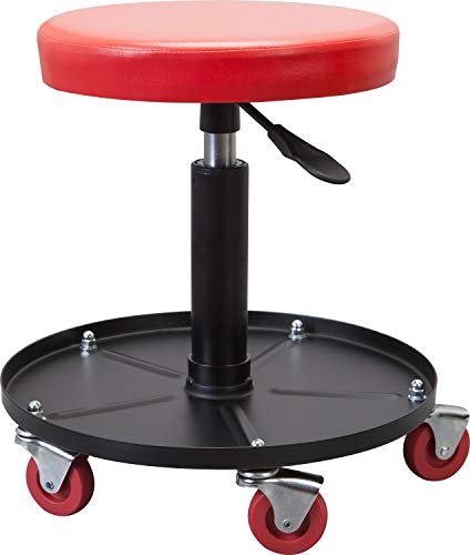 Big RED ATRHL6201R Torin Heavy Duty Rolling Pneumatic Creeper Garage/Shop Seat: Padded Adjustable Mechanic Stool with Tool Tray Storage, Red Large,15.36" D x 15.36" W x 4.73" H - style: 6201