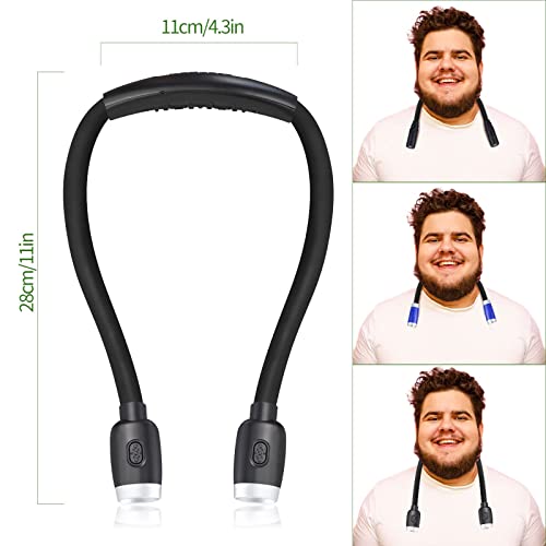 LEDBOLIK Neck Reading Light Black, 800mAh Rechargeable Book Light for Reading in Bed – 6 Brightness, Bendable Arms, Hands Free for Knitting, Crocheting - color: 800mAh Black