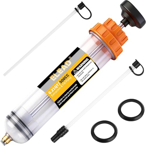 ELEAD 500cc Oil Fluid Extractor Pump, Multi-Purpose Oil Syringe, Fluid Syringe Extractor, Car Vacuum Fuel Transfer, Automotive Oil Syringe(17.6 Oz./0.45 Qt./500 CC) - size: 500CC