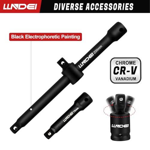 LLNDEI 3/8" Drive Spark Plug Socket Set, SAE 5/8", 3/4", 13/16", 24Pcs | Metric 14mm, 18mm, Spark Plug Socket, Include 2 Extension Bar, Universal Joint ADA, CR-V Steel Engine Repair, Tire Changes - size: 24Pcs spark plug socket set with torx socket set