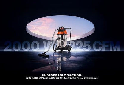 Industrial Wet/Dry Vacuum Cleaner | 2 Motors | 2000 Watt Power | 225 CFM | 21-Gallon Capacity JM773