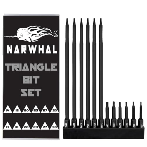 Triangle Bit Set (12 Pack - 2" and Extra Long 6") Magnetic Heads in The Following Triangle Screwdriver Sizes: TA14, TA18, TA20, TA23, TA27, & TA30 - style: Triangle