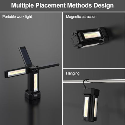 13200mAh Rechargeable Solar Work Light with Folding Stand and Carrying Bag, AODOO 8000 Lumen Stepless Dimmable , White/Warm/Nature White/RED(SOS) with Detachable Tripod (Black(No Tripod)) - color: Black(No Tripod)
