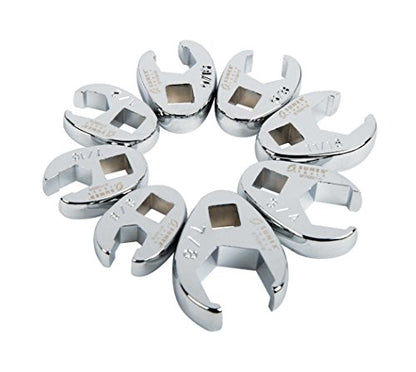 SUNEX TOOLS 9708 3/8-Inch Drive Fractional Crowfoot Flare Nut Wrench Set, 3/8-Inch - 7/8-Inch, Fully Polished, 8-Piece