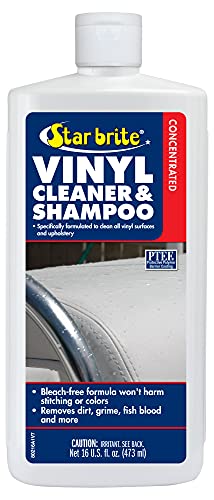 STAR BRITE Concentrated Vinyl Cleaner & Shampoo - Ideal for All Vinyl Surfaces, Interior & Exterior, Deep Cleaning Action - 16 OZ (080216P) | Deep cleans boat tops, seats, interiors and furniture, mix to soil level, no streaking, staining or discoloring -