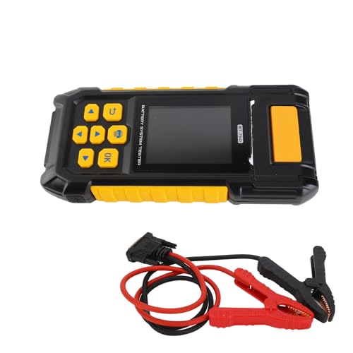 12V Digital Automotive Car Battery Load Tester Analyzer with Built in Printer Multi Language Support for 12V 24V Car System Test ABS Plastic Yellow Black