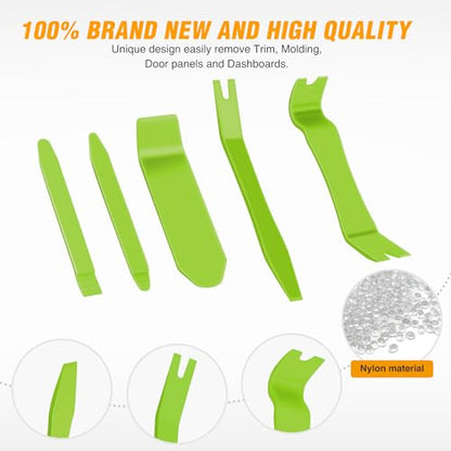 GOOACC 6PCS Auto Trim Removal Tool Kit No-Scratch | Removal Tool Kit for Car Audio Dash Panel Window Molding Fastener Remover Tool Kit-Green - color: Green, size: 6PCS Trim Removal