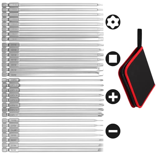 Wayona 30 Pcs Assortment Screwdriver Bit Set Portable 6 Inch Long Torx Bit Set S2 Alloy Steel Magnetic Allen Wrench Drill Bit Set Impact 1/4 Hex Shank Bit Set for DIY Home Use - size: 6 Inch Long
