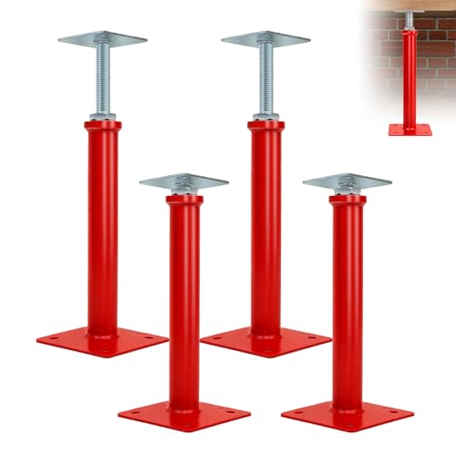 4 Pack House Floor Jacks for Leveling, 11.8-16 in Adjustable Screw Support Posts, Up to 11,023 lb Each, for Crawl Space, Floor Joists and Basement Beams - size: 11.8''-16''(No Turning Bar)