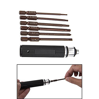 6 in 1 Hexagonal Screwdrivers 1.5 2.0 2.5 3.0mm 0#+ 1#- Hex Key Screw Driver Repair Tool for RC Drone Car (Black) - color: Black