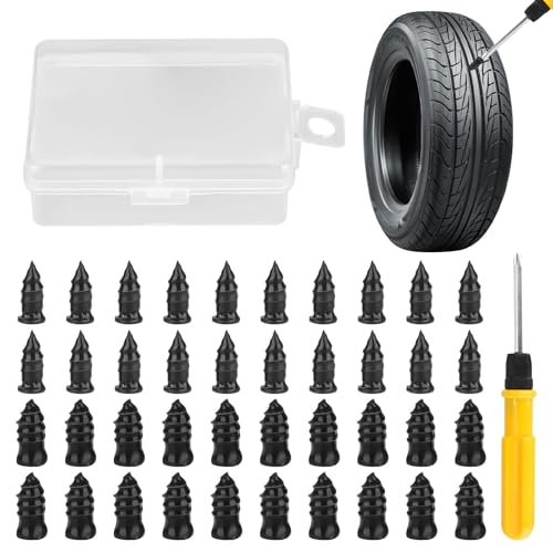 Linkstyle Tire Repair Rubber Nail Kit, 40PCS Screw-in Repair Nails, Emergency Flat Puncture Repair Tool for Tubeless Tire on Car Motorcycle ATV Truck - size: 40PCS with 2 Sizes