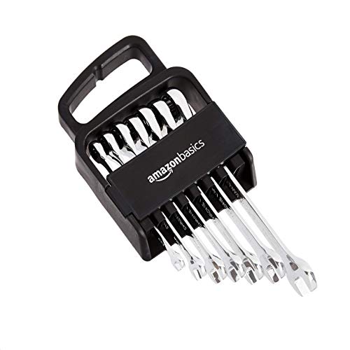 Amazon Basics Metric Ratcheting Combination Wrench Set, 7-Piece, Chrome Vanadium Steel, 72-Tooth, 8mm, 10mm, 12mm, 13mm, 14mm, 15mm, 17mm (Pack of 12) - color: Chrome, size: 7 Piece (Pack of 12)