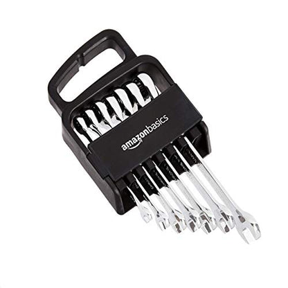Amazon Basics Metric Ratcheting Combination Wrench Set, 7-Piece, Chrome Vanadium Steel, 72-Tooth, 8mm, 10mm, 12mm, 13mm, 14mm, 15mm, 17mm (Pack of 12) - color: Chrome, size: 7 Piece (Pack of 12)