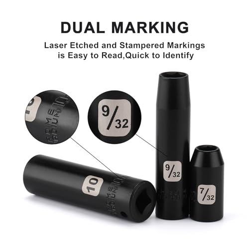 Mayouko 50PCS 1/4 Inch Drive Master Impact Socket Set,Metric/SAE,Deep/Shallow,6 Point,CR-V, 5/32 Inch - 9/16 Inch, 4mm - 15mm. - size: 50PCS Without Accessory