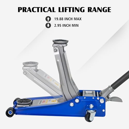 Floor Jack 3Ton/6600lbs.Dual Piston Fast Lifting Pump.Ultra Low Profile Floor Jack with Foot Pedal,Lifting Range 2.95"-19.88".Heavy Duty Hydraulic Racing Car Jack for MVPs,SUVs and Trucks.Trolley Jack - size: 3ton（2.95"-19.88"）with Foot Pedal