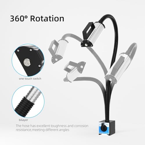 Magnetic Work Light, Led Magnetic Lamp, IP65 Water Proof Flexible Gooseneck Lamp 1600 Lumens for Lathe Milling, Drill Press, Industrial Lighting, with 6T Magnetic Base