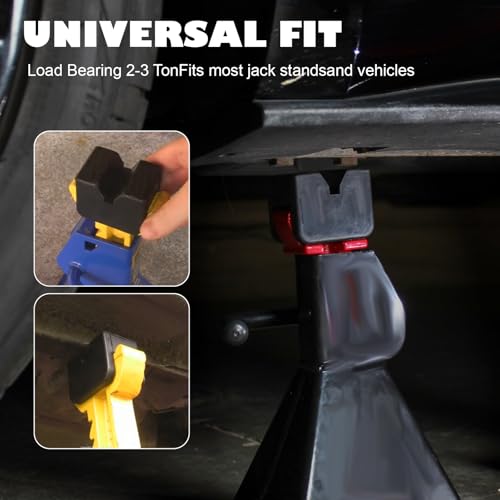 Jack Stand Pads, Universal Rubber Jack Pad Adapter, Universal Rubber Slotted Frame Rail Pinch welds Protector for Jack Stand Accessories（Black 4 Pack ） - color: Black 4