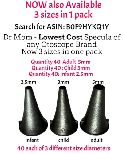 4th Generation Doctor Mom LED Pocket Pro Otoscope with Both Adult and Pediatric Disposable Specula Tips, Battery, and Protective Hard Plastic Case - color: Silver