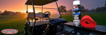 Hardline Products USA RX UV Protectant Golf Cart Detailer & Polish – Restores Vinyl Windows, Polycarbonate Windshields & Plastic Trim – Anti-Static – Cleaning Kit with Microfiber Towel - RXCT