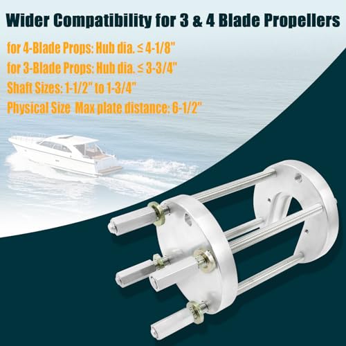 K813 Upgraded Heavy-Duty Prop Puller for 3 & 4 Blades, Boat Propeller Removal Tool, Marine Prop Puller Kit, Fits 1-1/2" to 2" Prop Shafts & Hubs Up to 4-1/8", Removes Mid & Large Propellers