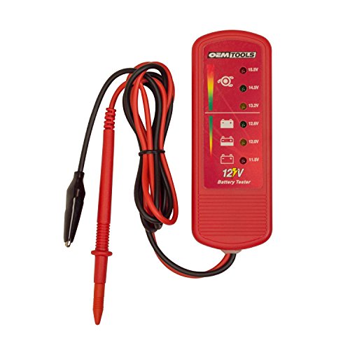 OEMTOOLS 24367 12V Car Battery Tester, Portable Alternator Tester, Easy-to-Read 12v Battery Tester LED Indicators, Works on Trucks, RVs, and Golf Carts - style: 12V Battery Tester