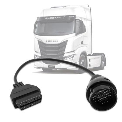 Truck OBD1 to OBD2 Cable for Iveco 38pin to 16pin Diagnostic Adapter | 38 Pin Cable Connector Compatible with Iveco Heavy Duty Trucks,Work with Truck Obdii Diagnostic Scanner Tools/Code Reader - style: Fit for Iveco 38pin