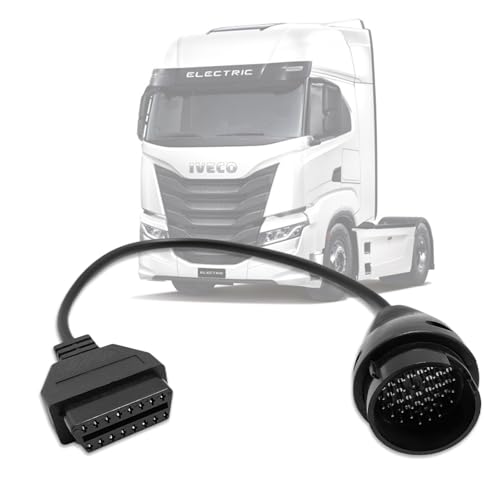 Truck OBD1 to OBD2 Cable for Iveco 38pin to 16pin Diagnostic Adapter | 38 Pin Cable Connector Compatible with Iveco Heavy Duty Trucks,Work with Truck Obdii Diagnostic Scanner Tools/Code Reader - style: Fit for Iveco 38pin