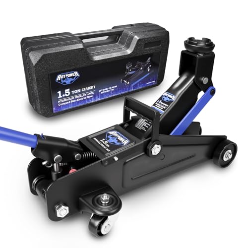 Low Profile Floor Jack 1.5 Ton (3000 lbs), Heavy Duty Hydraulic Car Jack with Storage Case, Single Piston Quick Lift Pump, 135-305mm (5.3"-12") Lifting Range（1.5T with case） - color: 1.5T