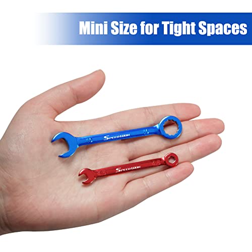 SPEEDWOX 10 Pcs Color Plated Open and Box End Mini Wrenches Color Coated Midget Wrench Set Mini Combination Wrench Set Metric with Portable Pouch and Large Ring（4-11mm） - style: Metric