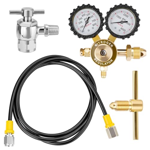 Nitrogen Regulator Kit, 4000PSI Nitrogen Shock Fill Tool with No-Loss Schrader Chuck & Gauge, for Shock Absorbers, Compatible with Dirt Bike, ATV, UTV, Honda, Kawasaki, Yamaha