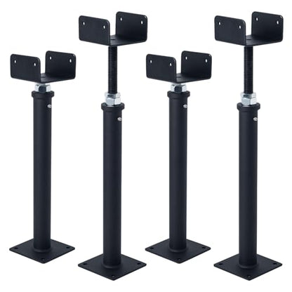 4 Pack U-Shaped Floor Jack, Heavy Duty Adjustable Steel Telepost with U-Head for 4x2, 4x4, 4x6 Joists, 15-19 Inch Adjustment Range, Screw Jack Post for Beam Support & Leveling - size: 15-19