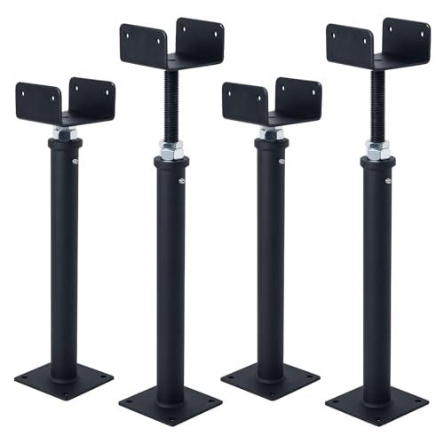 4 Pack U-Shaped Floor Jack, Heavy Duty Adjustable Steel Telepost with U-Head for 4x2, 4x4, 4x6 Joists, 15-19 Inch Adjustment Range, Screw Jack Post for Beam Support & Leveling - size: 15-19