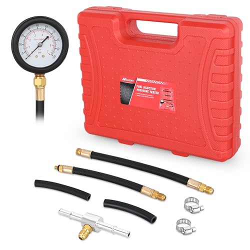 Nilight Fuel Pressure Gauge Tester Kit, 0-100 PSI Fuel Injection Pump Pressure Gauge Petrol Engine Diagnostic Tester for Car Truck Motorcycle SUV ATV RV, 9PCS - color: Basic B