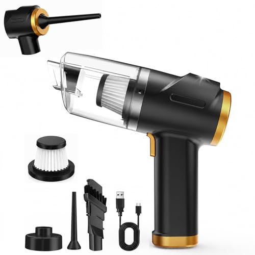 3-in-1 Cordless Handheld Vacuum Cleaner, 10KPa Car Vacuum and Air Duster,Type-C Rechargeable with Washable HEPA Filter and LED Light for Car Interior,Home,Office and Pet Hair