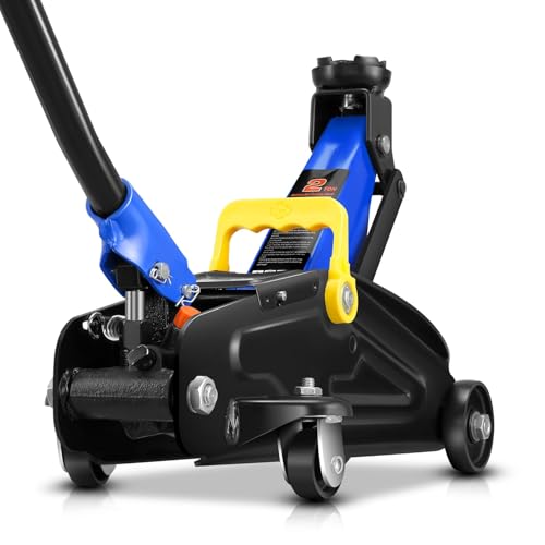 Auto Dynasty 2 Ton Floor Jack, Heavy Duty Steel Hydraulic Car Jack with Single Piston Quick Lift Pump, Hydraulic Racing Floor Jack, Lifting Range 5.1" to 13", Blue - color: Blue, size: 2 Ton
