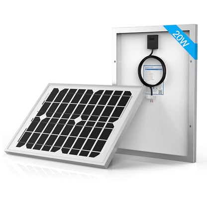 ACOPOWER 20W Mono Solar Panel,Waterproof Built-in Blocking Diode Small Solar Panels– Efficient 12V Battery Charger for RVs, Boats, and Off-Grid Applications - size: 20W