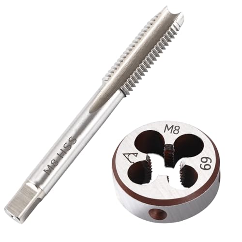 M8 x 1.25 Metric Thread Tap and Die Set, M8 x 1.25mm High-speed Steel Machine Tap Die Set Right Hand - size: M8 x 1.25mm