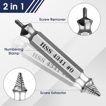 6Pcs Screw Extractor Set – Bolt Remover for Stripped & Rusty Screws | HSS 4341 Steel, 63 HRC Hardness, Fits 3-12mm, Easy 2-Step Use, Durable Case Included, for Mechanics & DIY, Silver - color: Silver