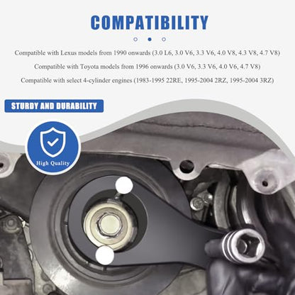 Harmonic Balancer Pulley Holder Tool Compatible with Toyota/Lexus Crankshaft Damper Pulley with 2PCS Crank Bolts Included