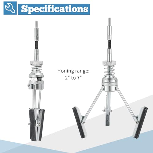 ATPEAM Engine Cylinder Hone Tool Adjustable Deglazer Set for Grinding Holes from 2" to 7" Diameter with Extra 3-Piece 3" Long Stones 220 Grit - size: 3''