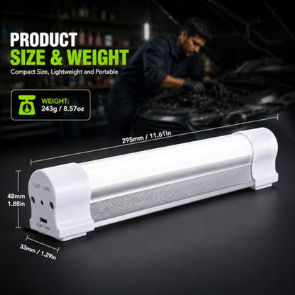LETOUR Rechargeable Light LED Tube Magnetic Light 4000Lumens 5200mAh 5 Levels Dimming Camping Lantern USB Rechargeable Portable Lights with 2 Magnets Endurance for 60 Hours - size: 8.66in