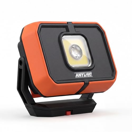 Rechargeable Work Light, 2000LM Magnetic Work Light with 4 Lighting Modes, LED Work Light with 360°Rotating Stand & Hook, Waterproof Mechanic Light for Car Repair, Camping, Orange 1PK (Upgrade 2000LM) - color: Orangish
