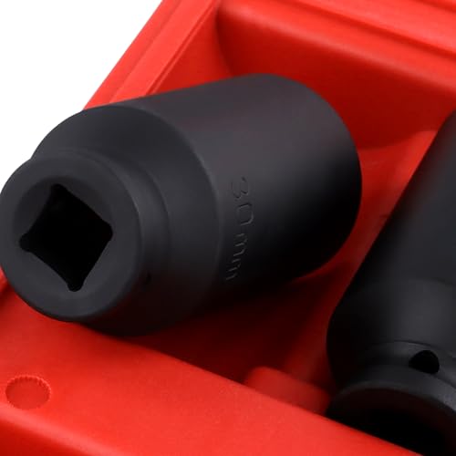 1/2" Drive 12 Point Deep Impact Socket Set 5PCS 30mm 32mm 34mm 35mm 36mm Heavy Duty Axle Nut Removal Tool Kit with Portable Case