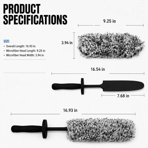Long Handle Microfiber Car Wheel Brush, Wheel Barrel Brush for Rim Cleaning, Wheel Cleaner Brush for Narrow Spokes & Brake Calipers (2 Pcs) - color: 2 Pcs