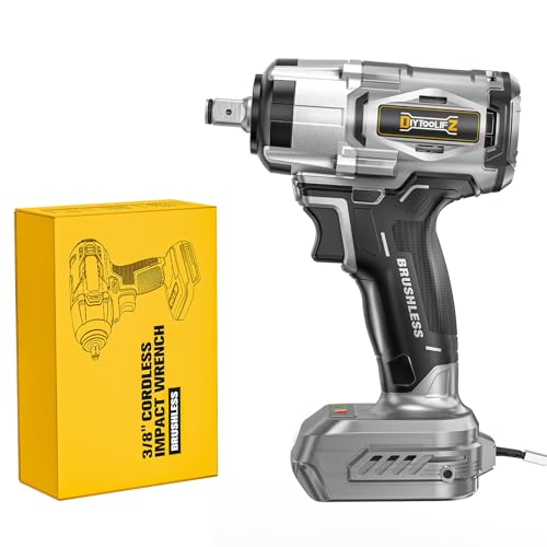 DIYtoolifz Cordless Impact Wrench 1/2" Compatible with Dewalt 20v Battery (Bare Tool), 300 FT-LBS (400 N.m) Brushless Impact Driver, Portable Electric Impact Gun with LED Work Light, 3-Speed Control - color: Grey - 300 Ft-lbs