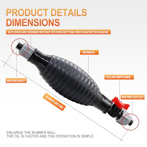 Manual oil pump Manual fuel transfer pump gas siphon pump for gasoline water oil diesel siphon fuel hand pump with 1pc 3m long PVC hose and rubber ball