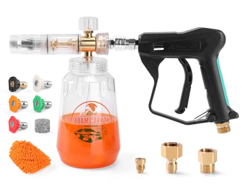 Foam Cannon for Pressure Washer, Pressure Washer Gun with Foam Cannon and 5 Power Washer Sprayer Nozzles Tips for Car Wash Kit Power Washer Gun Foam Soap Cannon for Car Snow Foam Lance - color: Foam Cannon+Gun