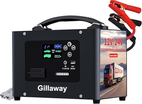 Gillaway 10000A Jump Starter, 24V 155WH Car Jump Starter Battery Pack for All Gas & All Diesel Engine, Portable Truck Jump Starter, Power Station for Camping Essentials, Portable Power Bank (V10-1) - color: Gray black