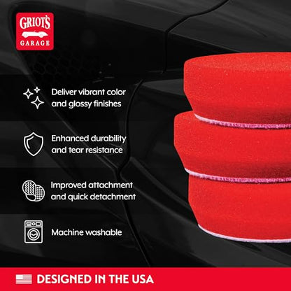 Griot's Garage 3” Red Foam Waxing Pads for Car Detailing, Polishing and Buffing Pads for Use with Waxes and Sealants, 11263, Set of 3 - style: 3" Pads (Set of 3)