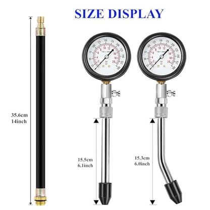 Automotive Compression Tester Kit with Spark Plug Tester TONZACK Engine Compression Tester 0-20 Bar & 0-300 psi Car Compression Tester for Engine Compression Test Measure Car M10 M12 M14 M18(Black) - color: black